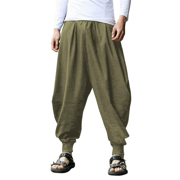 COOFANDY Men's Linen Baggy Cotton Harem Pant Fashion Hip Pop Hippy Trouser