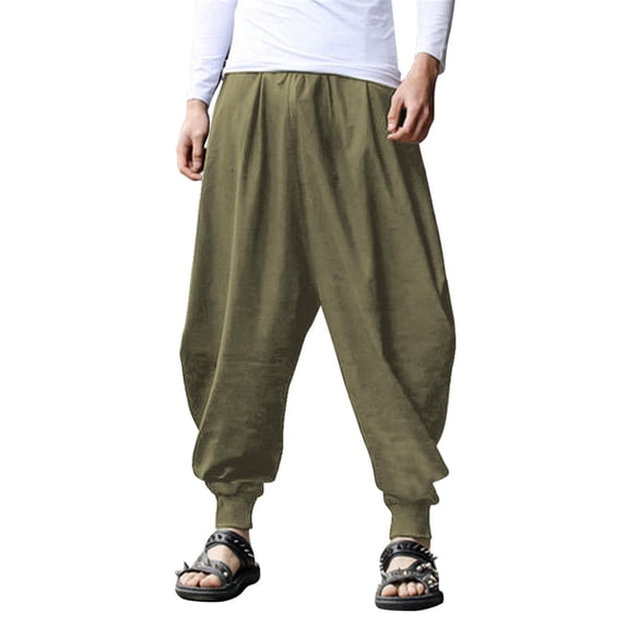 COOFANDY Men's Linen Baggy Cotton Harem Pant Fashion Hip Pop Hippy Trouser