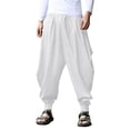 thumbnail image 1 of COOFANDY White Linen Pants Men Harem Pants Hippie Baggy Linen Pant Loose Stretchy Waist Summer Beach Pants, 1 of 10