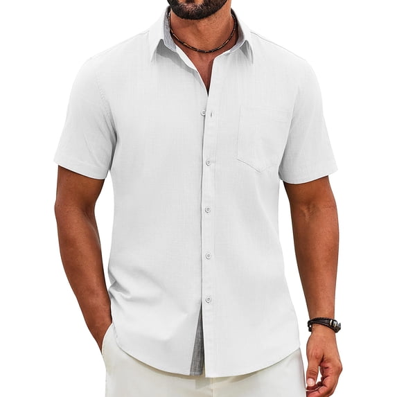 COOFANDY Men Linen Shirt Lightweight Beach Shirt Button Up Shirts for Men Summer Beach Outfit