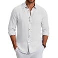 thumbnail image 1 of COOFANDY Men' Linen Shirts Casual Button Down Shirt Long Sleeve Cotton Linen Shirts for Men Summer Beach Outfits, 1 of 6