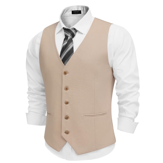 COOFANDY Men Linen Tweed Suit Vest Fashion Dressy Tuxedo Vest Regular Fit Waistcoat