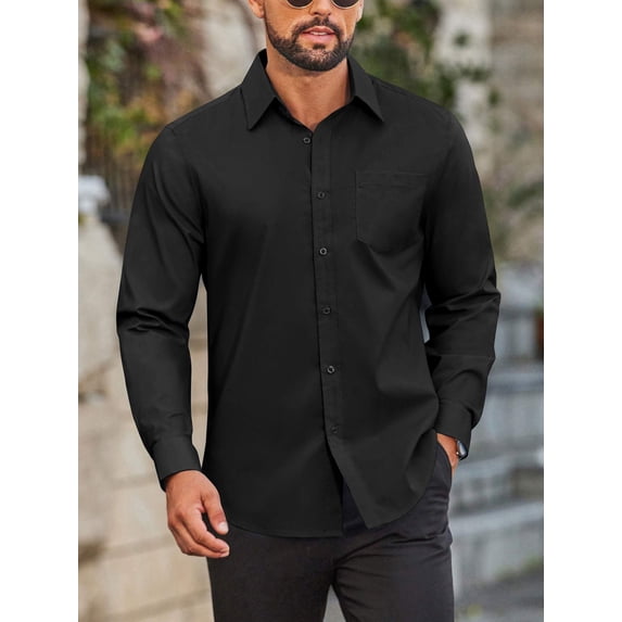 COOFANDY Men' Long Sleeve Button Down Shirts Stain Shield