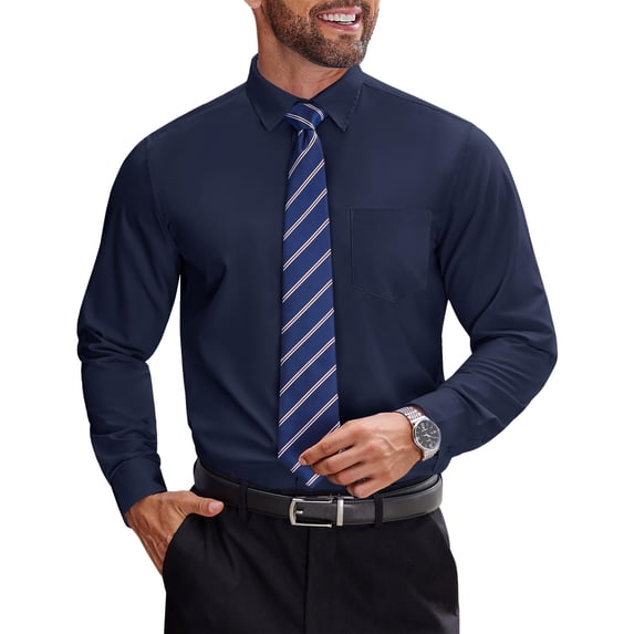 COOFANDY Men' Long Sleeve Button Down Shirts Stain Shield