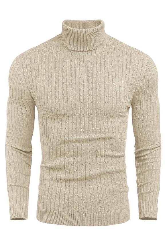 Men Mock Turtleneck Sweater Regular Fit Long Sleeve Sweater Pullover Sweaters