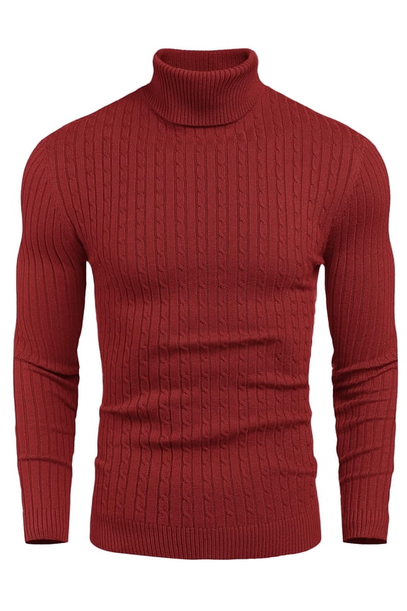 Men Mock Turtleneck Sweater Regular Fit Long Sleeve Sweater Pullover Sweaters