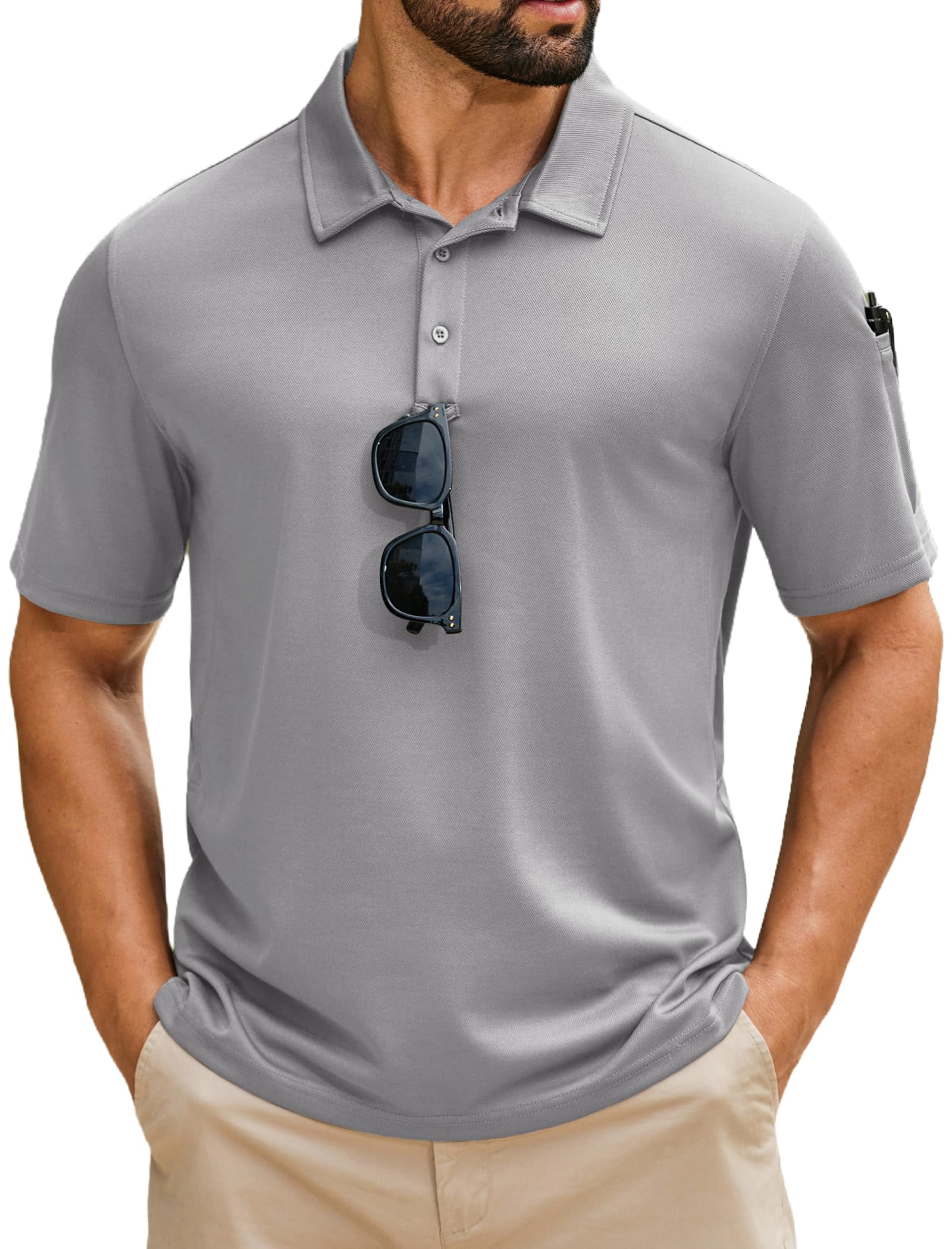 COOFANDY Men' Polo Shirts Performance Short Sleeve Pique Golf Shirts ...