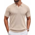 thumbnail image 1 of COOFANDY Men' Polo Shirts Short Sleeve Textured Knit Polo Shirt Ribbed Casual Golf Shirts, 1 of 7