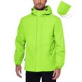 thumbnail image 1 of COOFANDY Men Rain Jacket Green Waterproof Outdoor Lightweight Softshell Raincoat for Hiking Travel, 1 of 6