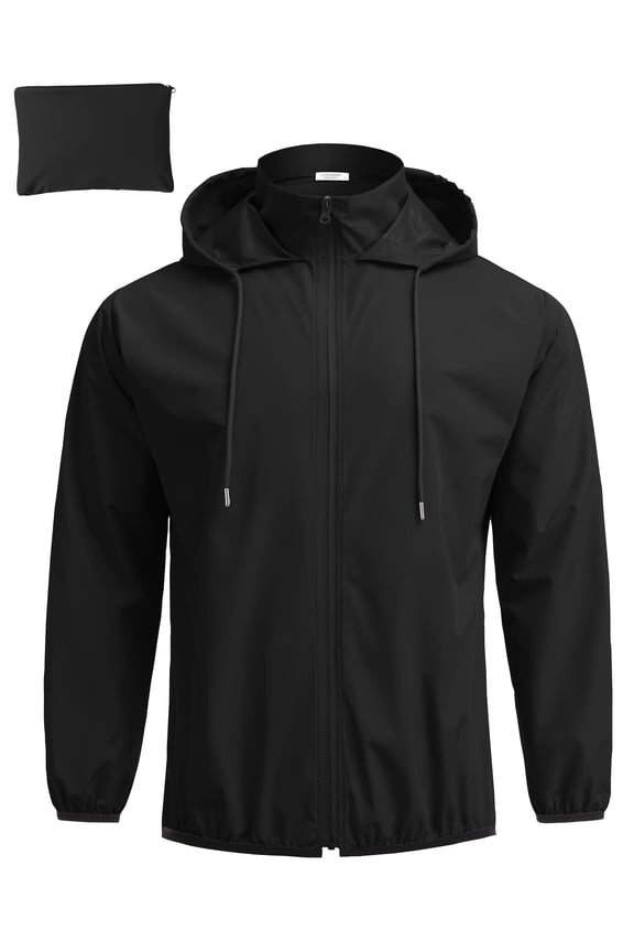 Mens Raincoats with Hood Packable Lightweight Waterproof Rain Jacket Foldable Rain Coat