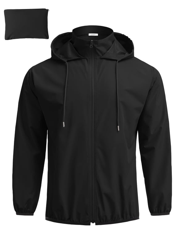 Mens Raincoats with Hood Packable Lightweight Waterproof Rain Jacket Foldable Rain Coat