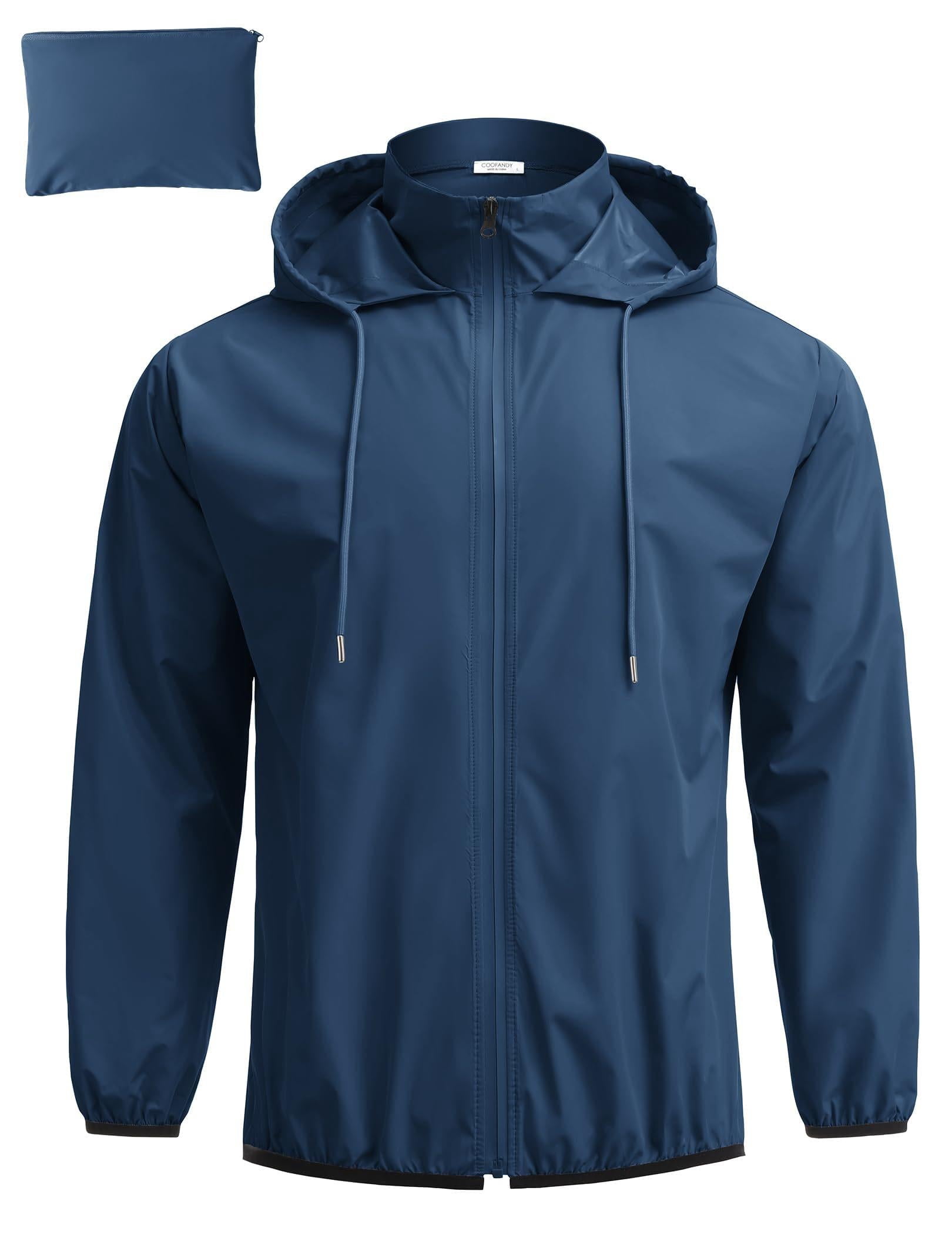Coofandy, Men's Raincoat with Hood, Lightweight Waterproof Rain Jacket ...