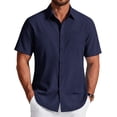 thumbnail image 1 of COOFANDY Men' Short Sleeve Button Down Shirt Wrinkle Free Stretch Business Casual Dress Shirt Summer Office Wedding Travel Untucked Shirt with Pocket Army Green, 1 of 6