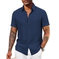 thumbnail image 1 of COOFANDY Men' Short Sleeve Casual Shirts Button Down Shirt Textured Beach Summer Wedding Shirt, 1 of 6