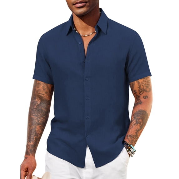 COOFANDY Men' Short Sleeve Casual Shirts Button Down Shirt Textured Beach Summer Wedding Shirt