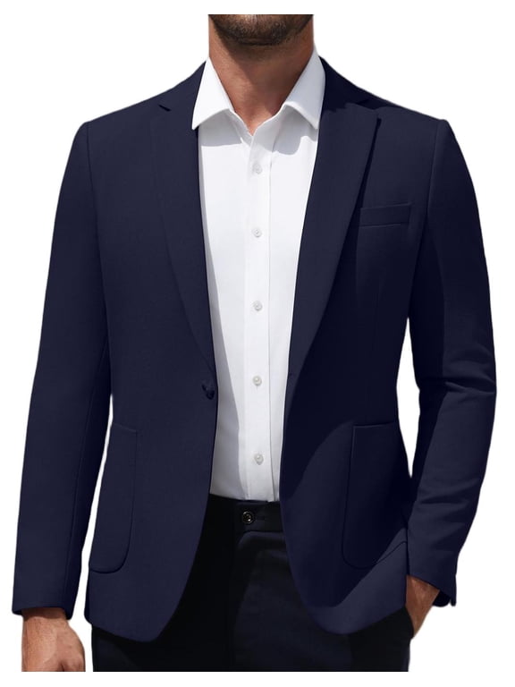 Men Suit Jacket Lightweight Sport Coat Casual One Button Blazer Breathable Sportcoat