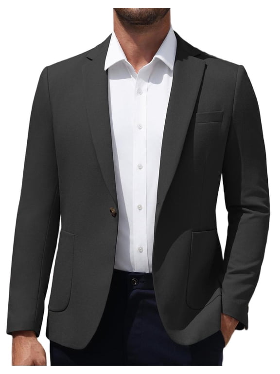 Men Suit Jacket Lightweight Sport Coat Casual One Button Blazer Breathable Sportcoat