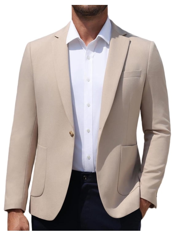 Men Suit Jacket Lightweight Sport Coat Casual One Button Blazer Breathable Sportcoat