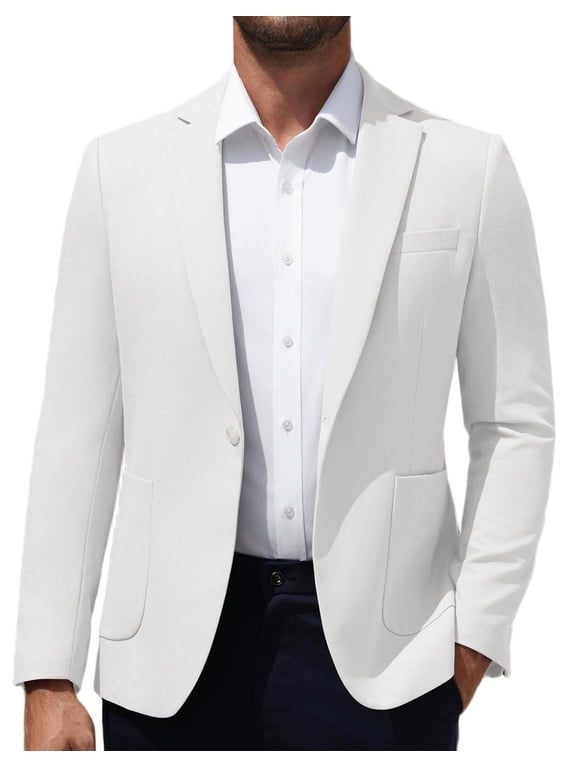 Men Suit Jacket Lightweight Sport Coat Casual One Button Blazer Breathable Sportcoat