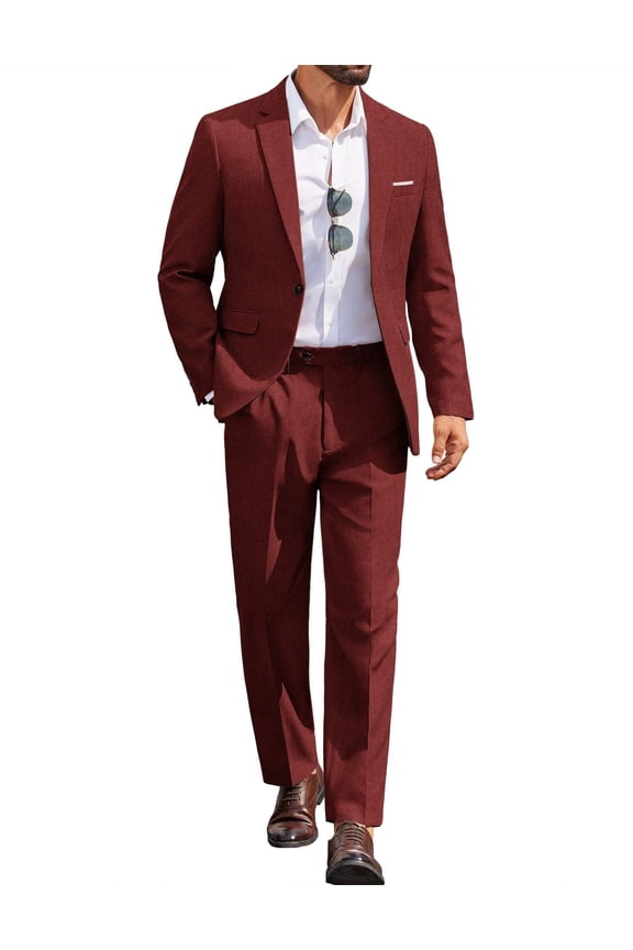 Mens Suits Slim Fit 2 Piece Set One Button Notch Lapel Blazer Jacket Dress Pants