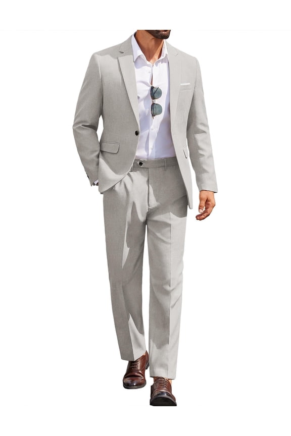 Mens Casual Suits 2 Piece Set One Button Dress Suits for Graduation Wedding Business