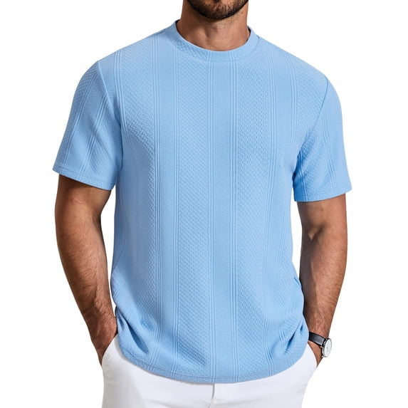 COOFANDY Men' T-Shirt Short Sleeve Crew Neck Textured Shirts Classic Knit Pullover Tees