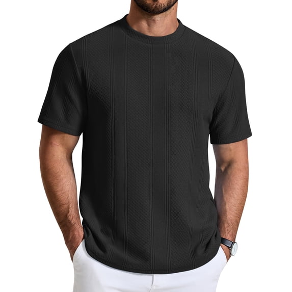 COOFANDY Men' T-Shirt Short Sleeve Crew Neck Textured Shirts Classic Knit Pullover Tees