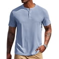 thumbnail image 1 of COOFANDY Men' Textured Henley Shirts Short Sleeve Casual Basic Tee Summer Button Henley Soild T Shirts, 1 of 6