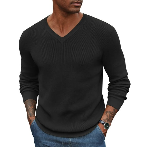 COOFANDY Men Dress V Neck Knitted Sweater Long Sleeve Lightweight Business Sweater