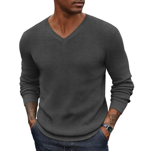 COOFANDY Men Long Sleeve Dress Sweater V Neck Knit Fashion Business Work Pullover
