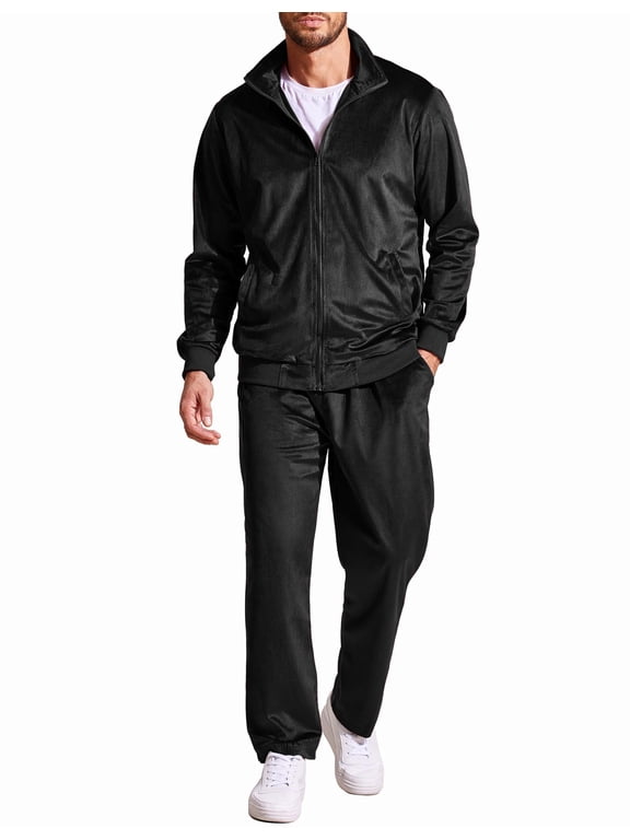 Men Velour Tracksuit Athletic Sets Clothing Two Pieces Men Jogging Suits Sets Clearance Full Zip Jacket