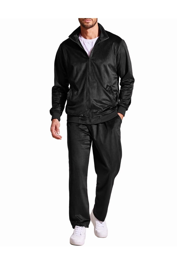 Men Velour Tracksuit Athletic Sets Clothing Two Pieces Men Jogging Suits Sets Clearance Full Zip Jacket