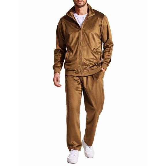 COOFANDY Velvet Tracksuit Men Sweatshirt Men Casual Shirt 2 Piece Jogging Suits