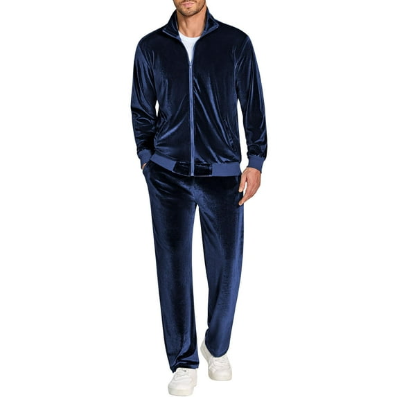 COOFANDY Men Velour Tracksuit Athletic Fit 2 Piece Jogging Suits Mens Zip Up Jacket