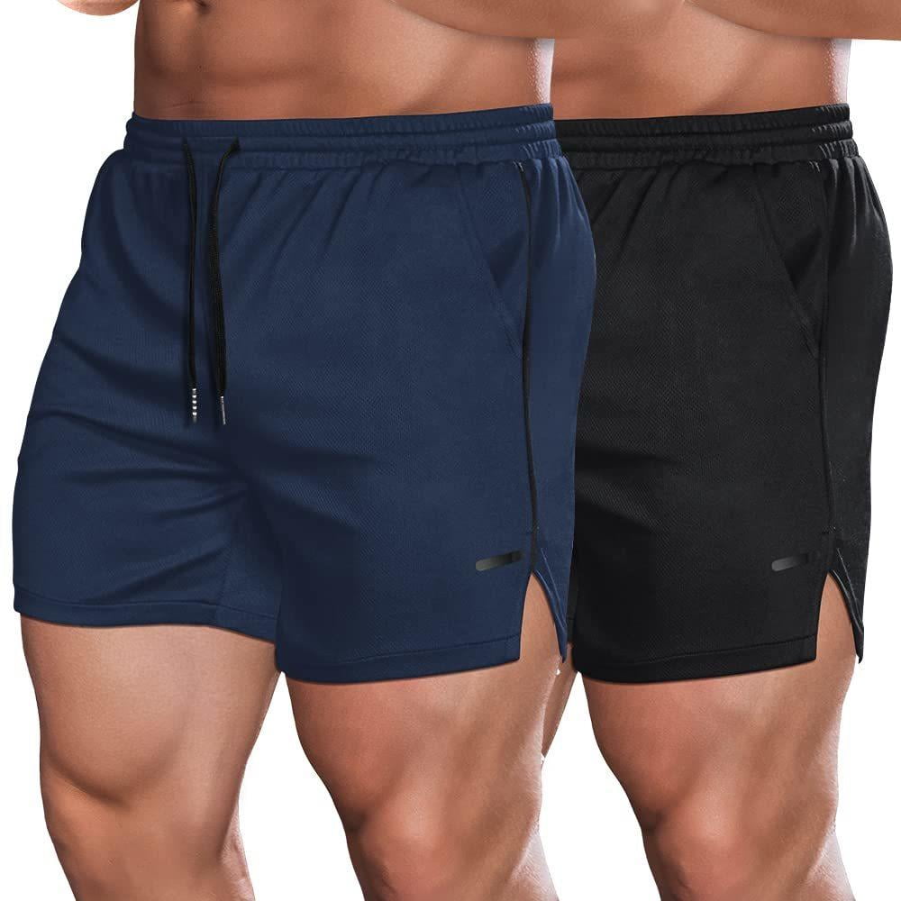 Men's Athletic Shorts Pack Mesh Lightweight Gym Workout Running Shorts with Pockets Bodybuilding Short Pants