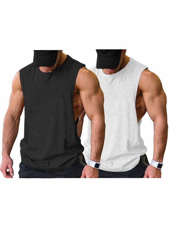 Men's 2 Pack Sport Tank Tops Workout Muscle Tee Bodybuilding T Shirts