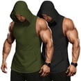 thumbnail image 1 of COOFANDY Men's 2 Pack Workout Hooded Tank Tops Bodybuilding Muscle Cut off T Shirt Sleeveless Gym Hoodies, 1 of 6