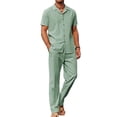 thumbnail image 1 of COOFANDY Men's Summer Beach Linen Button Down Shirt & Pant Outfit Set, 2 Piece, 1 of 10