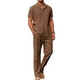 thumbnail image 1 of COOFANDY Men's 2 Piece Casual Linen Outfit - Beach Button Down Shirt & Loose Pant Sets, 1 of 6