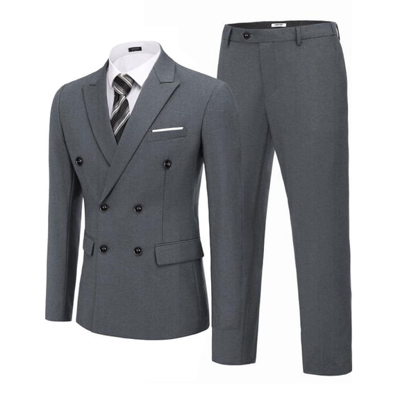 COOFANDY Men's 2 Piece Double Breasted Suits Slim Fit Tuxedo Jacket and Dress Pants Set for Wedding Business Prom