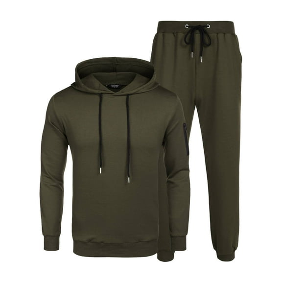 Coshow Men's 2 Piece Hoodie Sweatsuit Long Sleeve Jogger Sets Sports Casual Training Set
