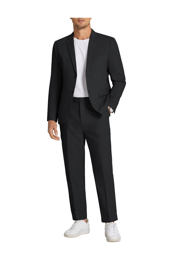 Men's 2 Piece Linen Suits Set Regular Fit Casual Linen Lightweight Suit Summer Beach Wedding