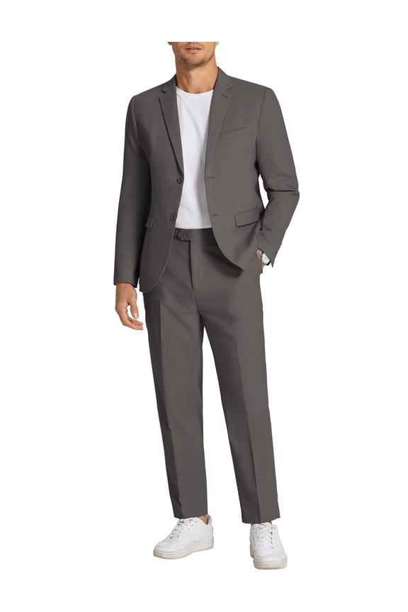 Men's 2 Piece Linen Suits Set Regular Fit Casual Linen Lightweight Suit Summer Beach Wedding