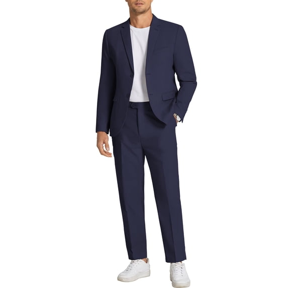 COOFANDY Men's 2 Piece Linen Suits Set Regular Fit Casual Linen Lightweight Suit Summer Beach Wedding