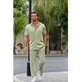 thumbnail image 1 of COOFANDY Men's 2 Piece Outfit Casual Short Sleeve Button Down Shirt Beach Summer Loose Pant Sets, 1 of 8