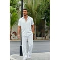 thumbnail image 1 of COOFANDY Men's 2 Piece Outfit Casual Short Sleeve Button Down Shirt Beach Summer Loose Pant Sets, 1 of 8