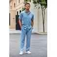 thumbnail image 1 of COOFANDY Men's 2 Piece Outfit Casual Short Sleeve Button Down Shirt Beach Summer Loose Pant Sets, 1 of 9