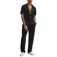 thumbnail image 1 of Coshow Men's 2 Piece Outfit Casual Short Sleeve Button Down Shirt Beach Summer Loose Pant Sets, 1 of 7