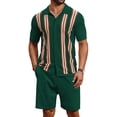thumbnail image 1 of COOFANDY Men's 2 Piece Short Sets Casual Button Down Shirt and Shorts Set Knit Polo Set Vintage Summer Beach Outfits, 1 of 6