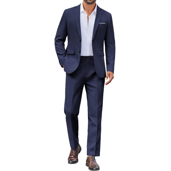 COOFANDY Men's 2 Piece Suit Slim Fit Suits for Men Two Button Blazer Formal Business Jacket Suit for Wedding Prom Dinner